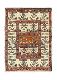 Alfombra Kilim Soumak Seda Rojo Beige